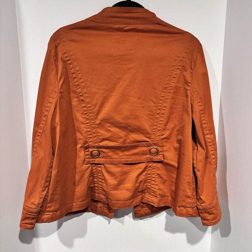 Live a Little Orange Eyelet Grommet Zip Jacket Women’s XL Stretch Cotton Casual - Picture 3 of 9